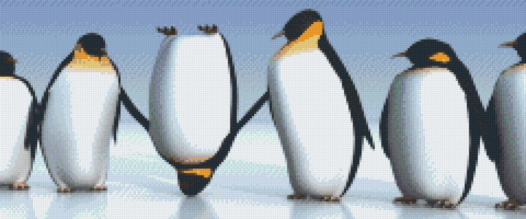 Penguin Lineup Twelve [12] Baseplate PixelHobby Mini-mosaic Art Kit image 0